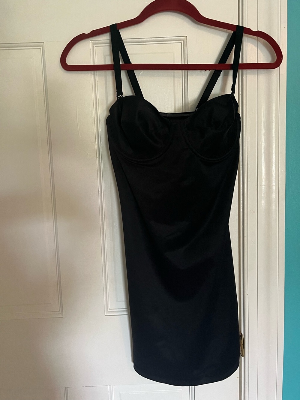 Hanes Black Satin Bustier Mini Dress